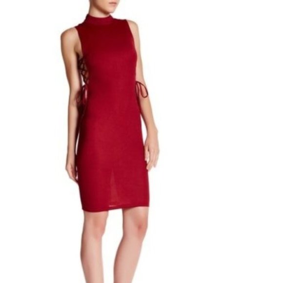 Missguided Dresses & Skirts - Missguided Slinky Red Lace Up Sheath Dress 8 NWT
